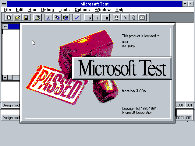Microsoft Test 3.0a - Splash